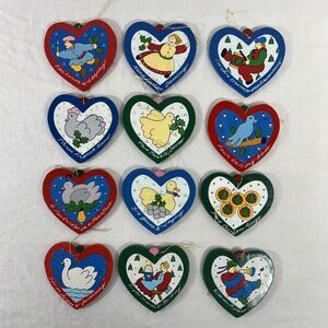 Lillian Vernon - 12 days of Christmas - Wood Ornaments - Vintage Holiday Set